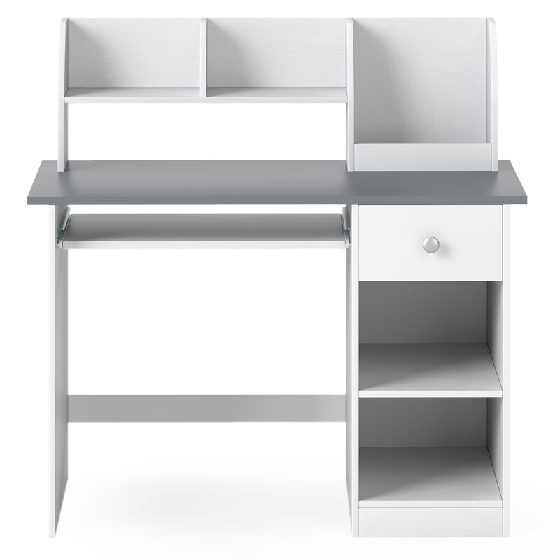 Kids Study Desk with Hutch Drawer Shelves and Keyboard Tray image number 0