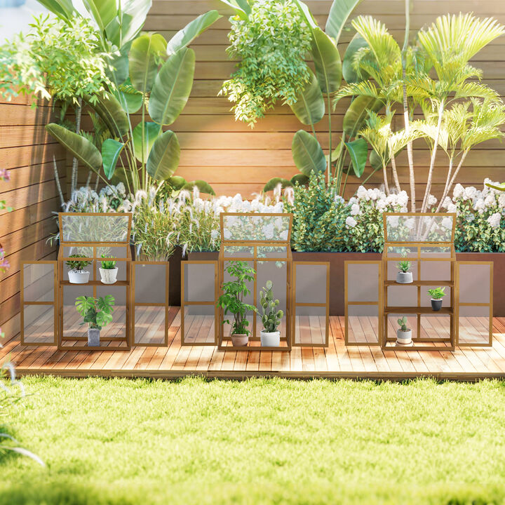 Hivvago Mini Wooden Cold Frame Greenhouse for Garden