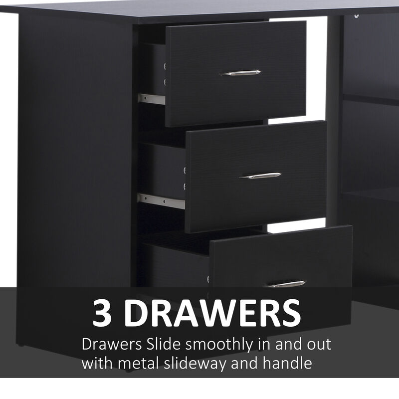 Hivvago 47" Computer Desk with Bookcase and 3 Drawers image number 4