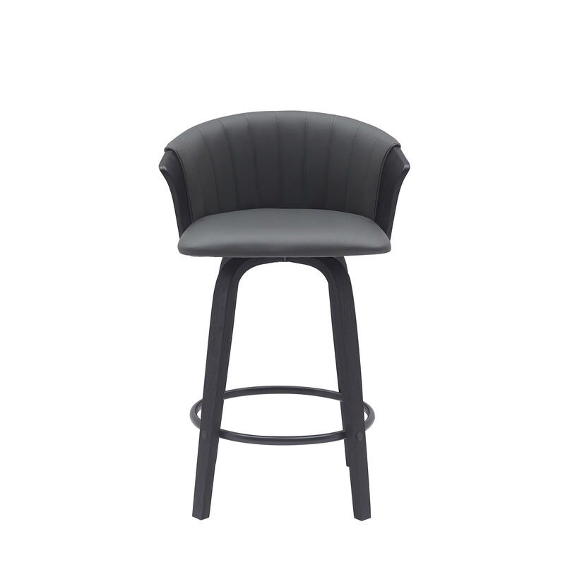 HomeRoots Faux Leather Cafe-Style Counter Stool with Armrests and Wood Base image number 0