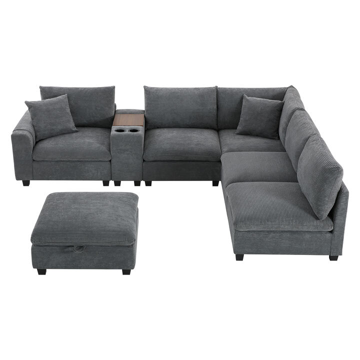 Merax Modular Sectional Sofa with Storage Pockets