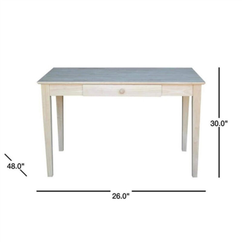 Solid Wood Writing Desk with Drawer &ndash; Unfinished Laptop Computer Table