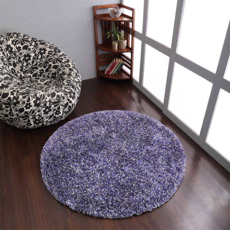 RUGSOTIC CARPETS HAND TUFTED SHAG POLYESTER ECO-FRIENDLY AREA RUGS  - Round, Size, Solid Plain Design, High Pile Thick Handmade Anti Skid Area Rugs for Living Room, Bed Room K00111 image number 1