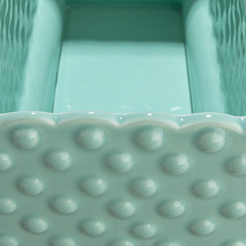 Ceramic Hobnail Planter with Scalloped Edge and Polka Dots, Mint image number 5