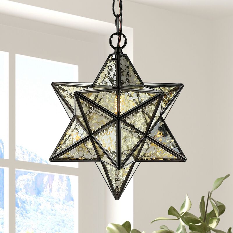 Stella Moravian Star Metal/Clear Glass LED Pendant