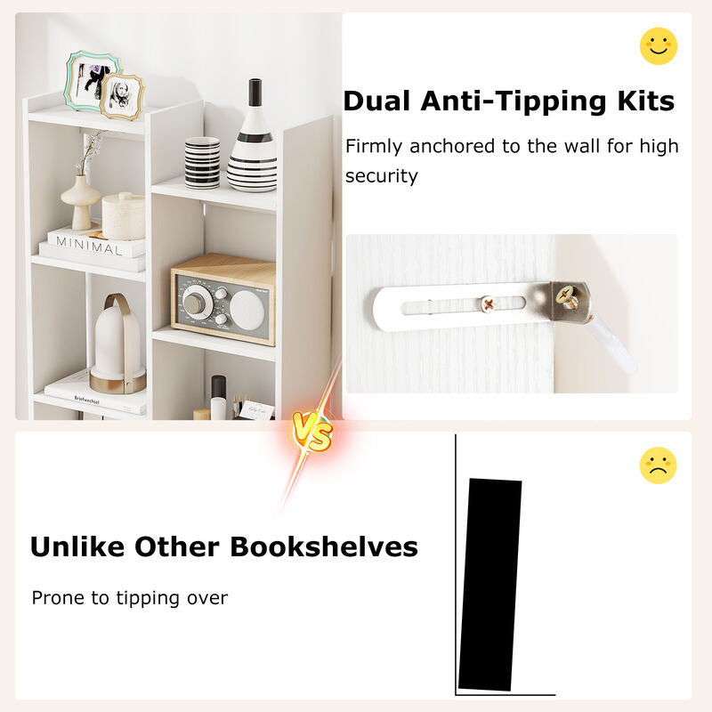 11-Tier Modern Bookcase with Anti-Tipping Kit for Home or Office Organization