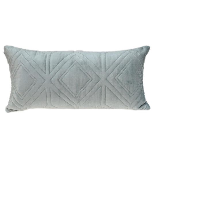 24" Gray Transitional Quilted Velvet Rectangular Throw Pillow