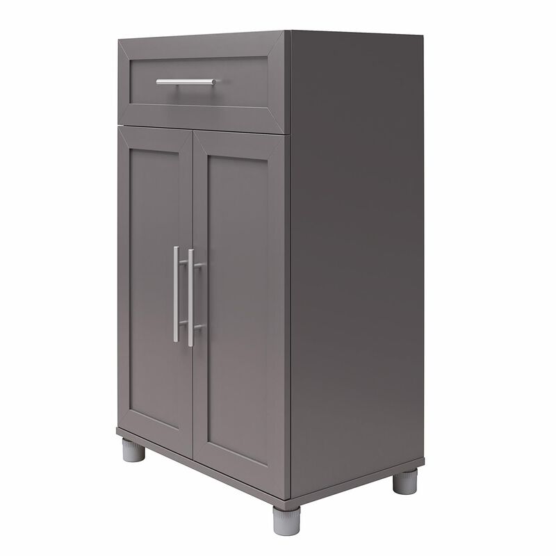 Systembuild Evolution Camberly Framed 2 Door/1 Drawer Storage Cabinet, Ivory Oak