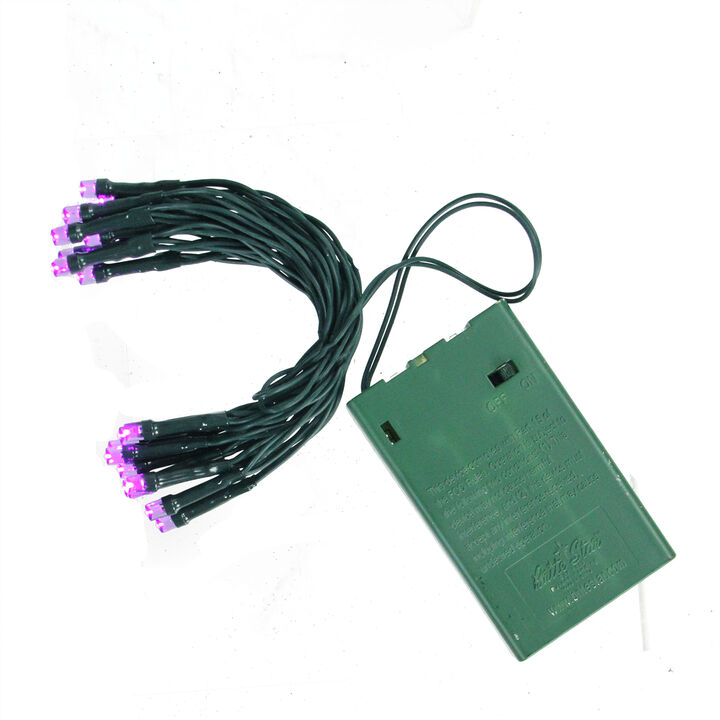 20 Purple LED Wide Angle Mini Christmas Lights - 6.25 ft Green Wire