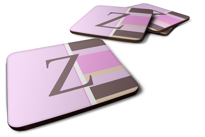 Caroline's Treasures CJ1005-ZFC Monogram-Pink Stripes Foam Coasters (Set of 4), Initial Letter Z, 3.5 H x 3.5 W, Multicolor