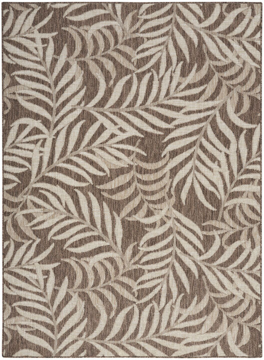 HomeRoots 6' X 9' Brown And Ivory Palm Leaf Indoor Outdoor Area Rug