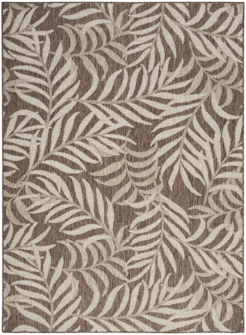 HomeRoots 6' X 9' Brown And Ivory Palm Leaf Indoor Outdoor Area Rug image number 0