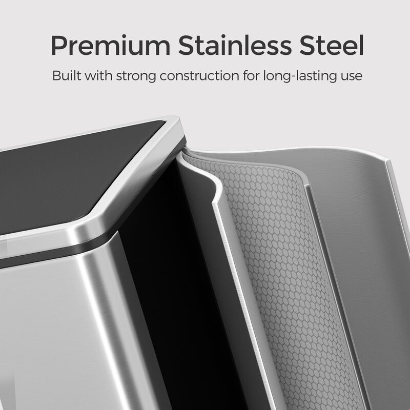 Dual Section Kitchen Trash Can with Airtight Hinged Lid System image number 4