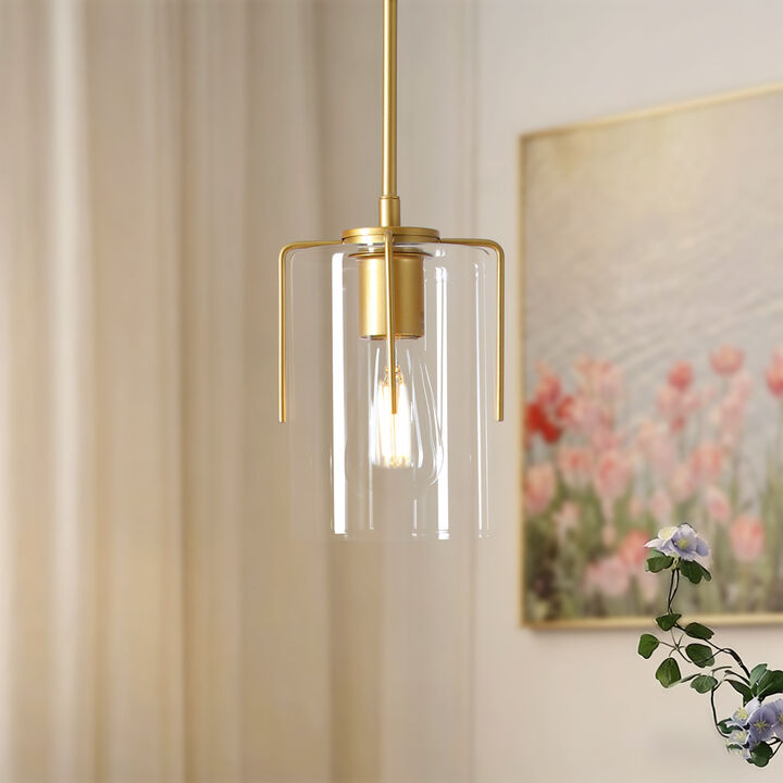 ELEMENT ACE Industrial Pendant Light with Clear Glass Shade Glare-Free Ceiling Light Fixture for Kitchen Island Dining Room Entryway Home Decor