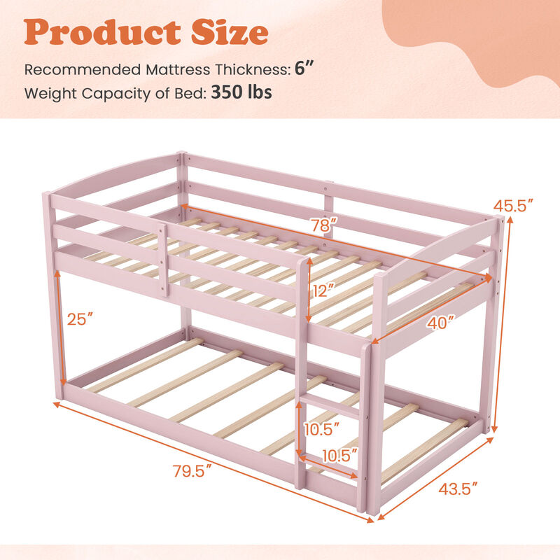 Secure Bunk Bed Frame with Integrated Ladder and Raised Guardrails &ndash; Ideal for Children&rsquo;s Bedrooms