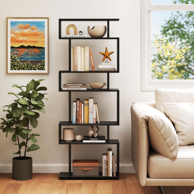 Hivvago 6-Tier Geometric Bookshelf with 2 Anti-Tipping Kits for Home Office