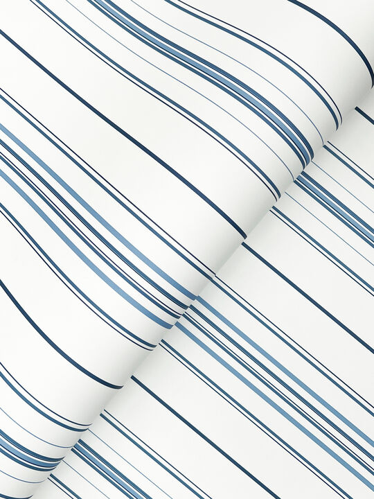 Lascelle Blue Modern Pinstripe Wallpaper