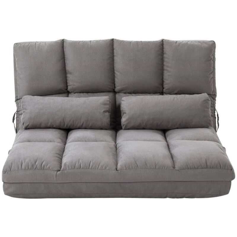 Hivvago Dark Grey Polyester Suede Fabric Floor Sofa Bed Recliner with Adjustable Back