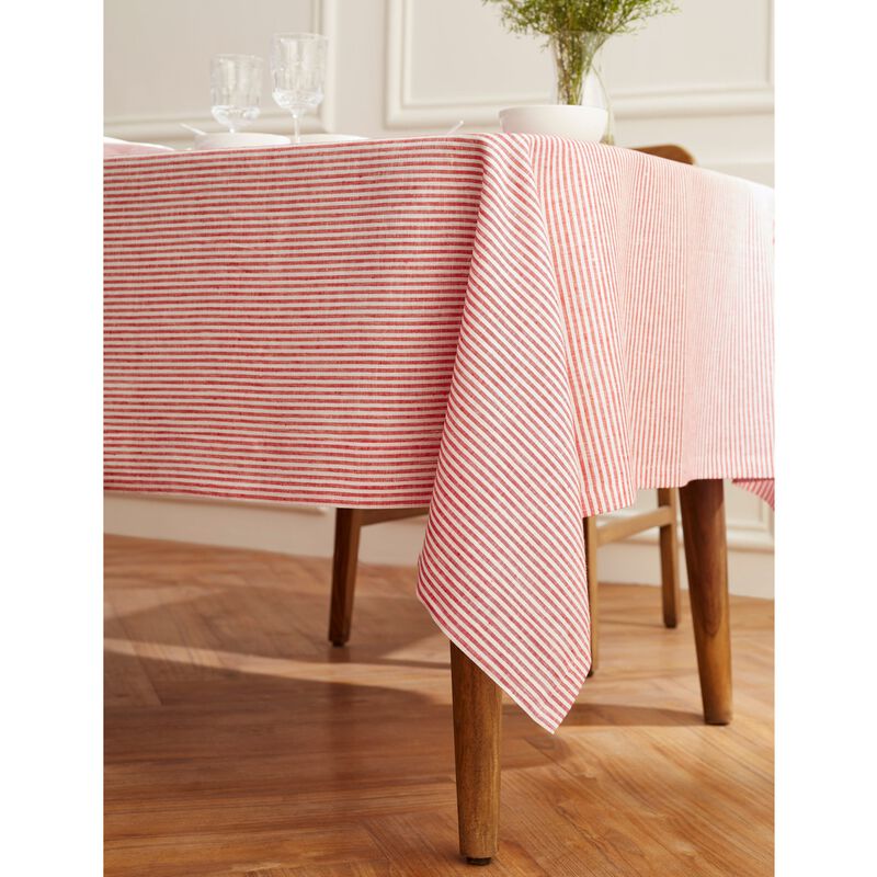 Christmas Linen Tablecloth - Narrow Stripe, Solino Home