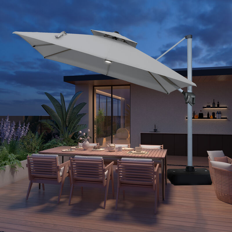 11ft Square Patio Cantilever Umbrella Double Top Outdoor Patio Offset Patio Umbrella 360&deg;Rotation Large Outdoor Umbrella Pool Umbrella for Backyard Garden Deck Pool (Without Base) image number 3