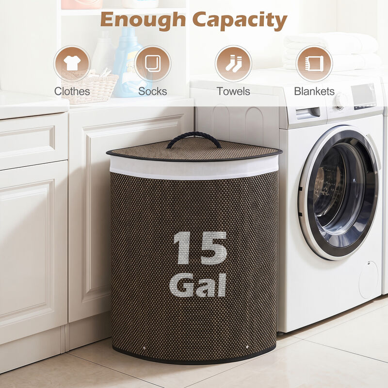 15 Gallon Wicker Laundry Hamper with Removable Liner and Lid image number 5