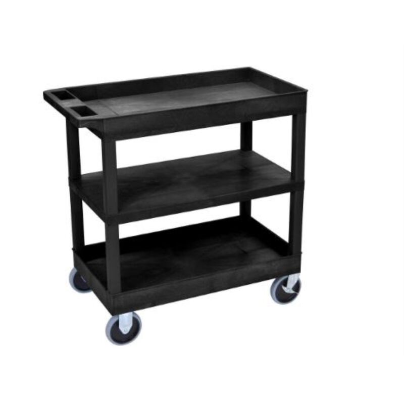 Luxor  Black EC121HD 18x32 Cart with 2 Tub Shelves and 1 Flat