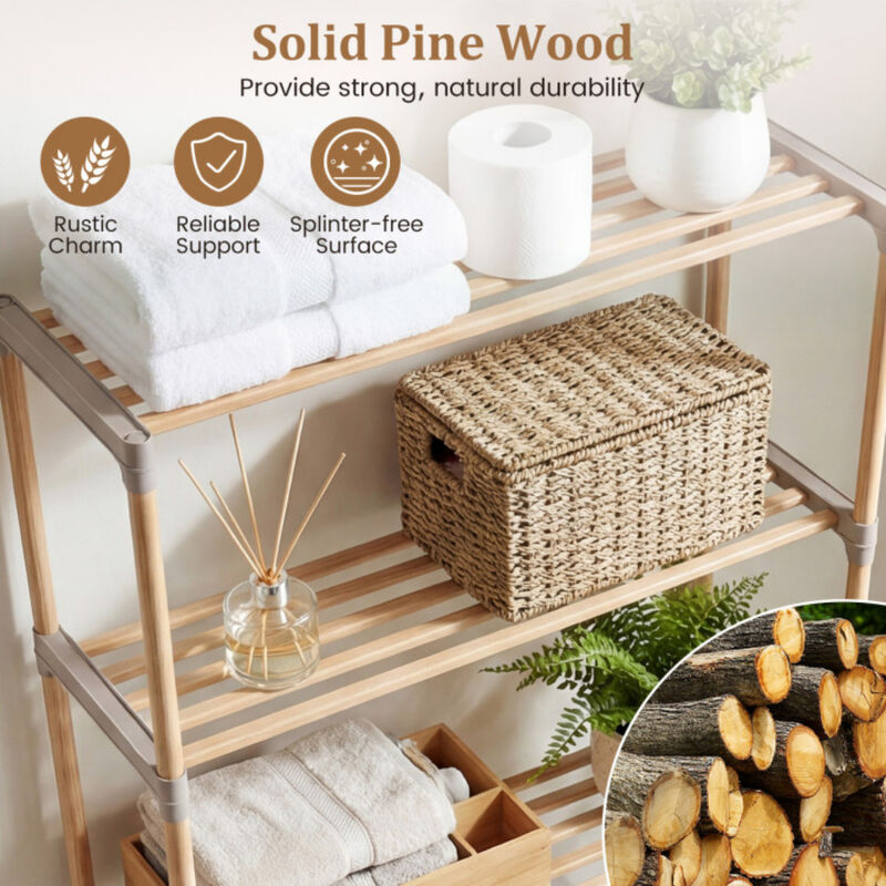 Over The Toilet 3 Tier Storage Shelf Rack with Open Shelves image number 6