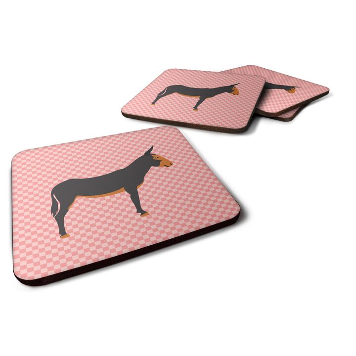 Caroline's Treasures Catalan Donkey Pink Check Decorative coasters, 3.5, Multicolor