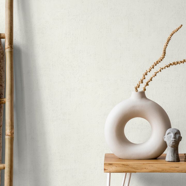 Orom II Patinated Plain White Wallpaper VOA-010-08-2