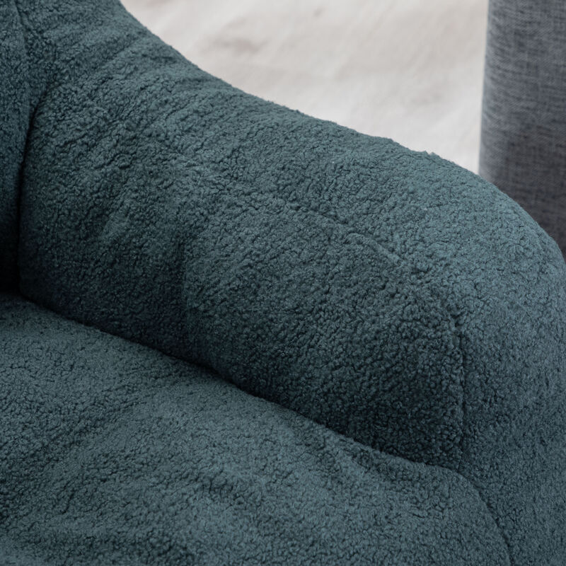 GOODSILO Soft Teddy Fabric Tufted Foam Bean Bag Chair with Ergonomic Backrest Design image number 9