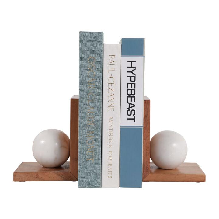 S/2 6" Bookend With Marble Orb