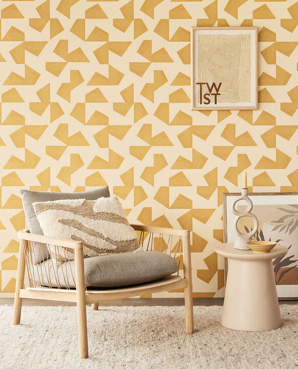 Azad Yellow Abstract Geometric Wallpaper