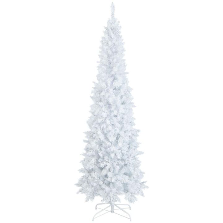 Hivvago Pre-Lit Hinged Pencil Christmas Tree White with LED Lights and 8 Flash Modes