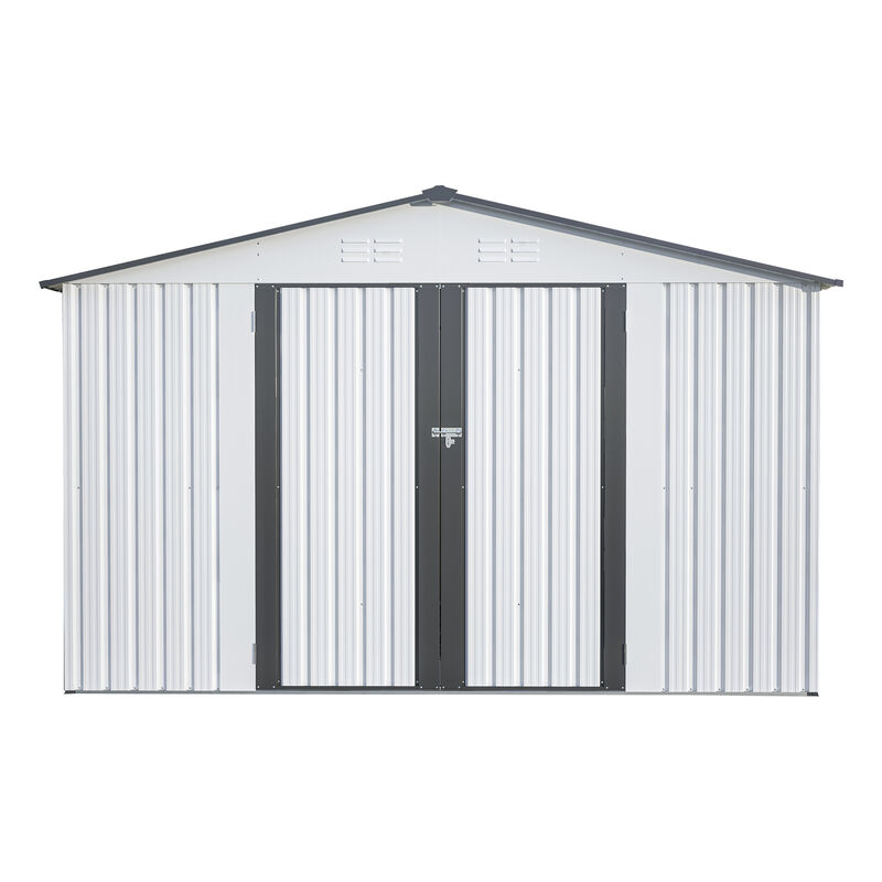 Mondawe 10x8 FT Outdoor Storage Shed - Heavy-Duty Metal Tool Shed with Lockable Doors