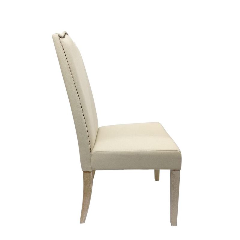 Carolina Living Romero Parson Chair - Natural Driftwood - Linen Upholstery