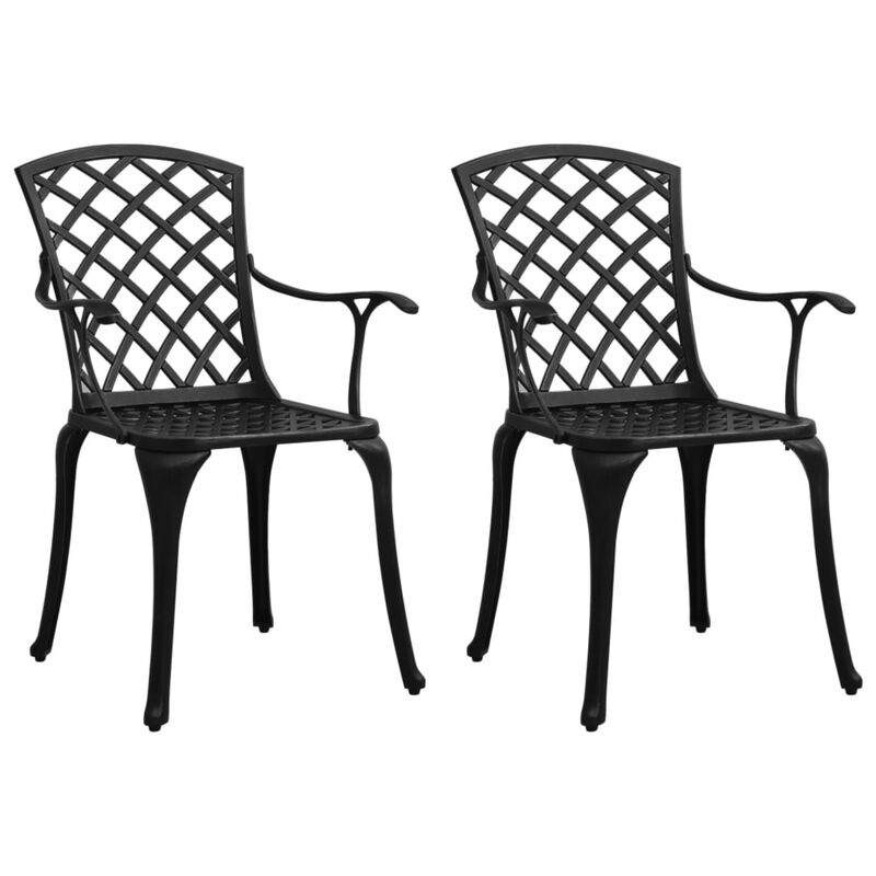 vidaXL Patio Bistro Set 3 Piece, Outdoor Bistro Table for Porch, Patio Furniture Set with Table, Chair, Industrial Style, Cast Aluminum Black