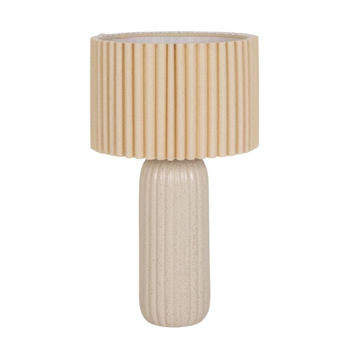 Stoneware Table Lamp with Ribbed Linen Shade