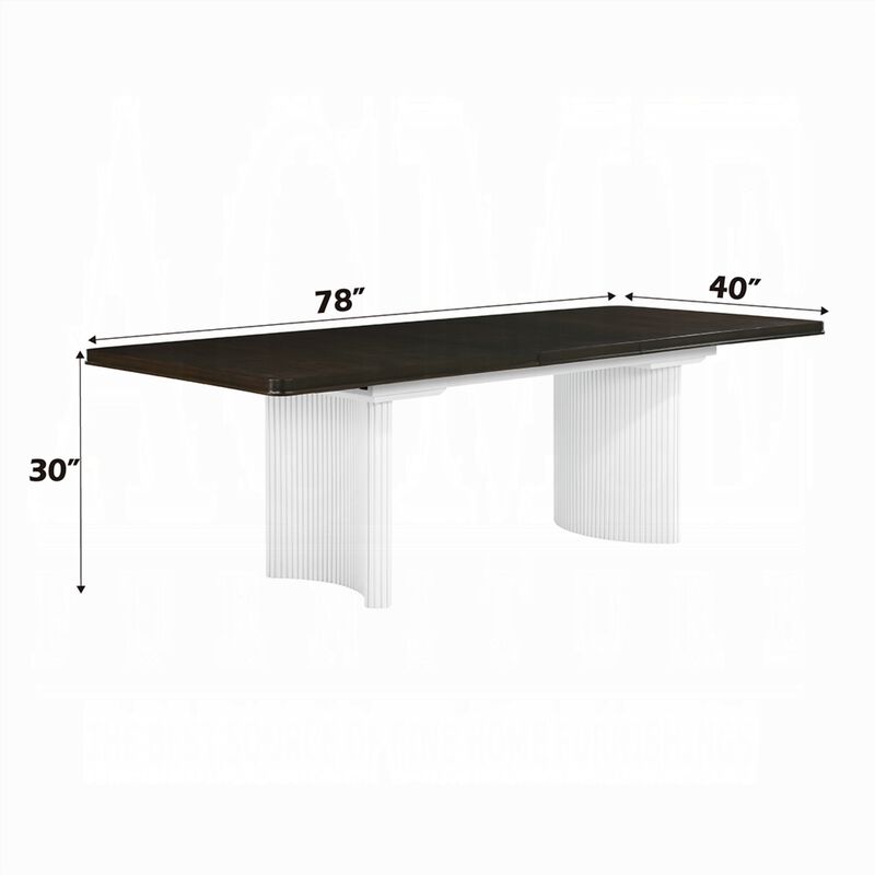 Aren Extendable Dining Table, Double Pedestal, Brown White, 78-96 Inch