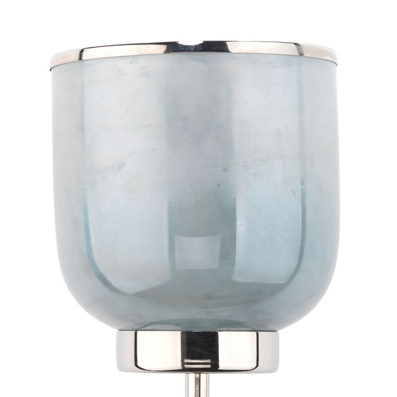 Abi 18 Inch Wall Sconce, Hand Blown Glass in Smooth Metallic Gray, 40W - Benzara