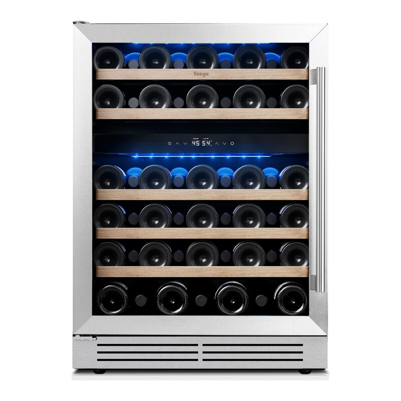 24 Inch Built-in Wine Fridge, Dual-Zone Refrigerator, Holds 52 Bottles, 40-65&deg;F, Glass Door, Perfect for Home, Bar or Office image number 1