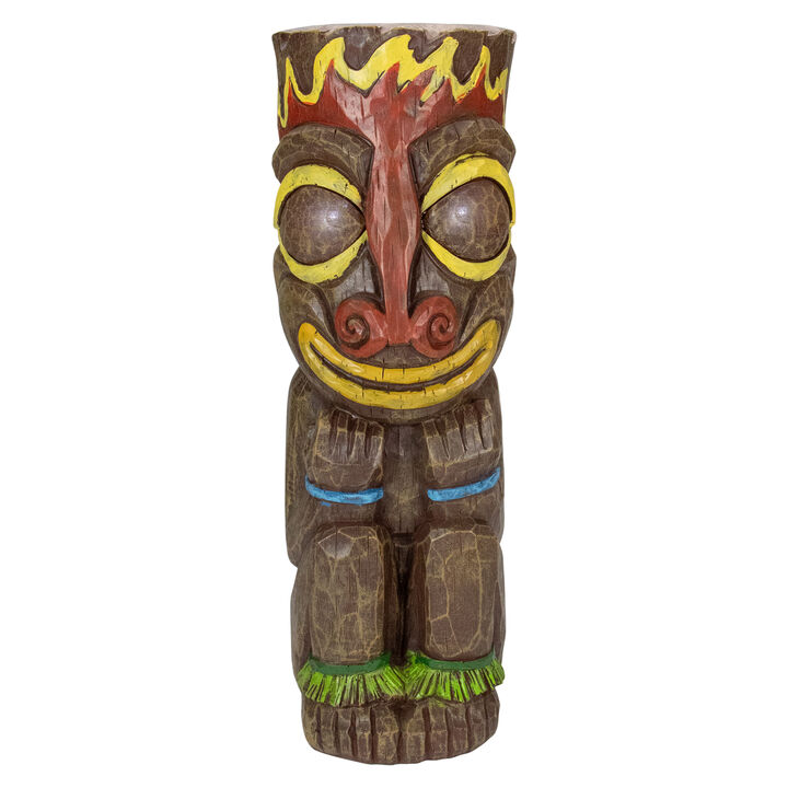 16" Solar Lighted Polynesian Outdoor Garden Fire Tiki Statue