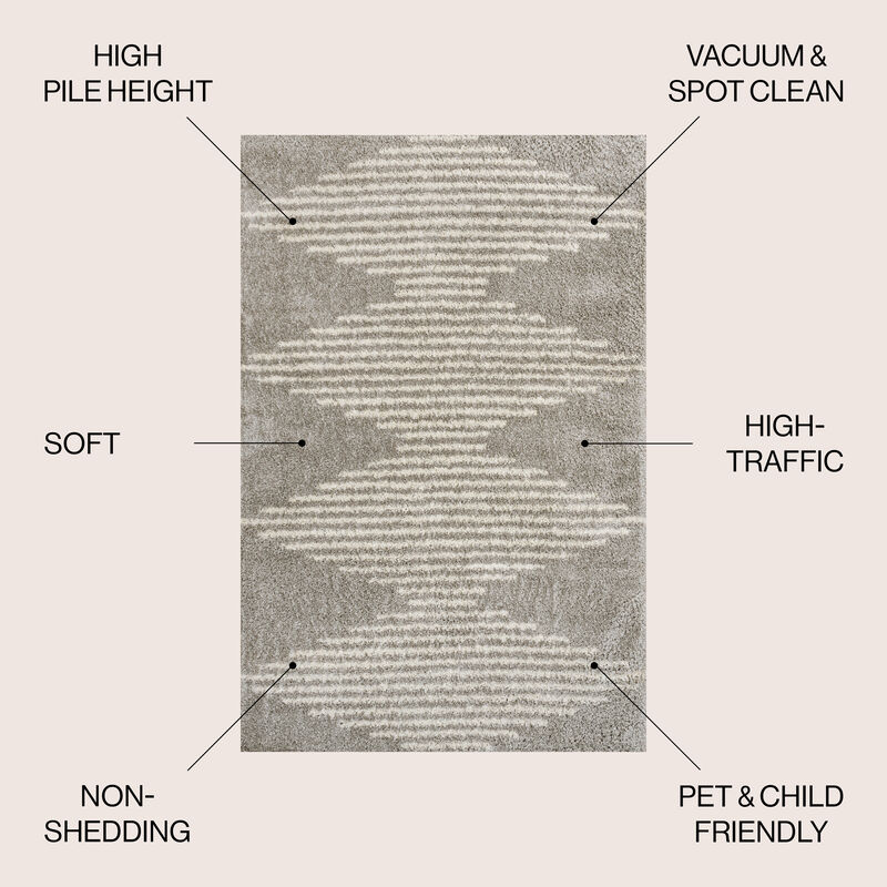 Elm Diamond Stripe Geometric Shag Area Rug