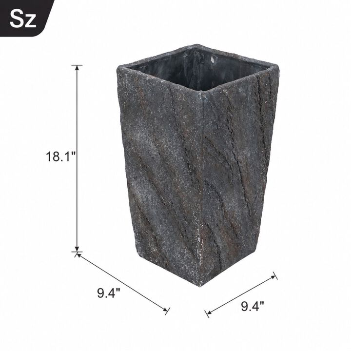 WOW PIONEER Large 9.4x9.4x18.1 Inch Cement Planter for Indoor Outdoor Use, Sturdy Functional Decor with Sophisticated Silhouette