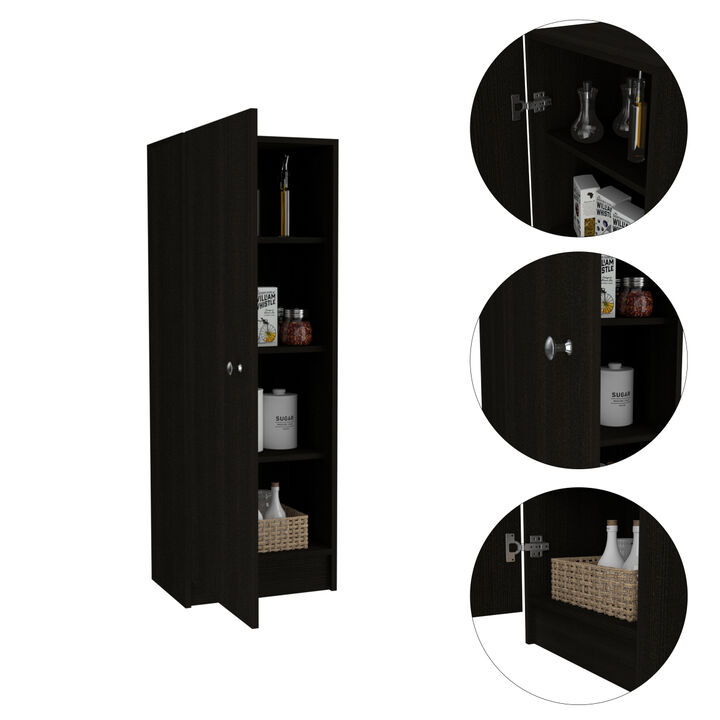 Belleria Single Door Pantry with Four Interior Shelves -Black