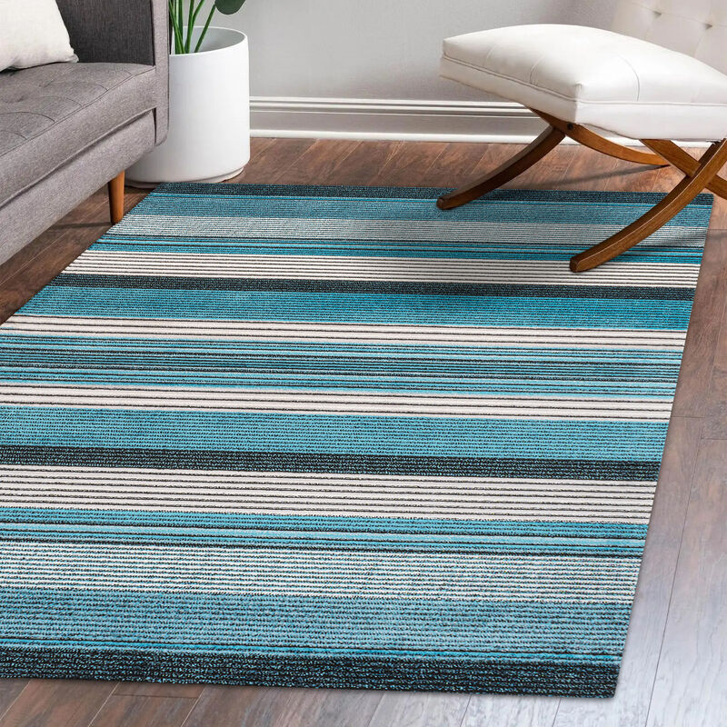 Duxbury Gradient Ticking Striped Area Rug