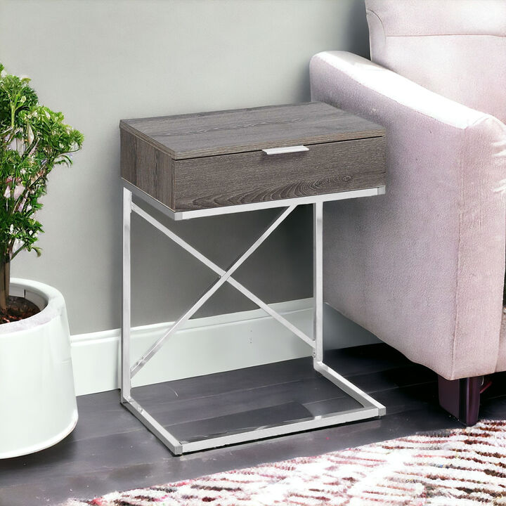 Versatile Wood and Metal End Table &ndash; Sturdy Accent Table with Drawer for Living Room