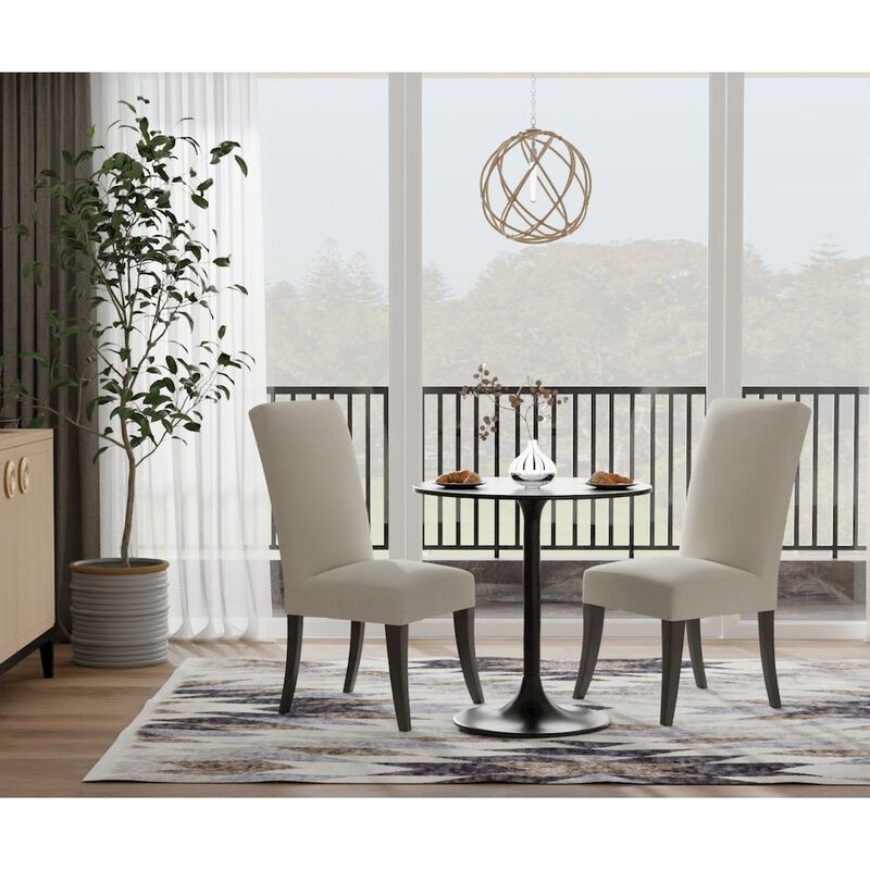 Carolina Living Enzo 30 Round Marble Top Dining Table - Black Top - Black Base