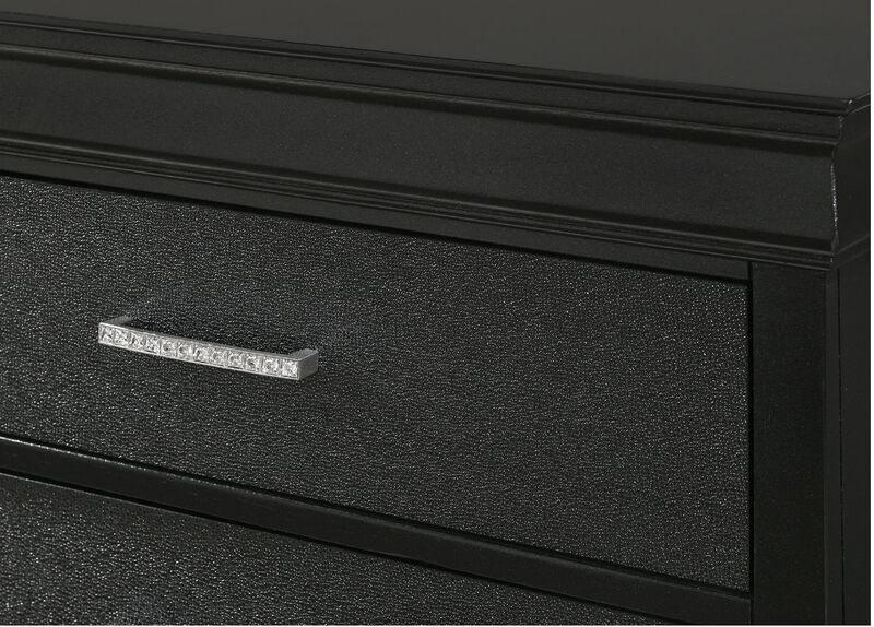 Streamdale Modern Black Nightstand with Crystal Buttons