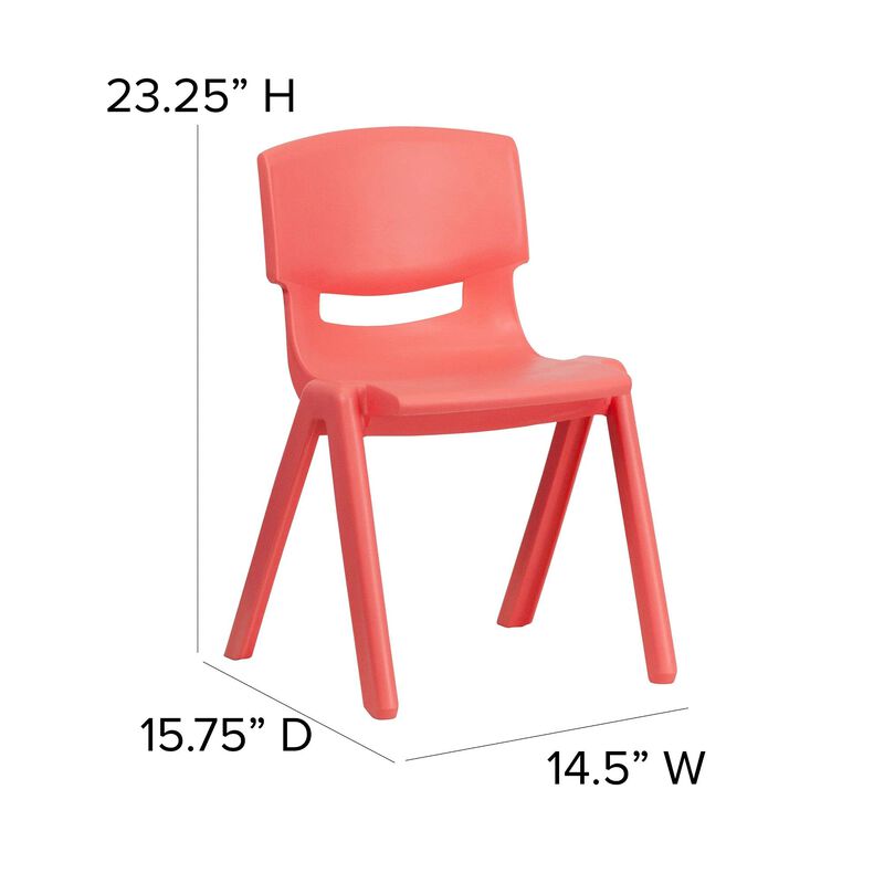 Flash Furniture Whitney 2 Pack Red Plastic Stackable School Chair with 13.25" Seat Height image number 2