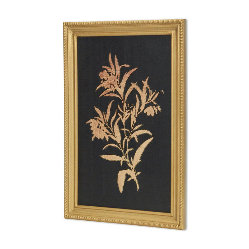 HomeRoots 21" X 14" Gold And Black Flower Bouquet Wood Framed Art image number 4